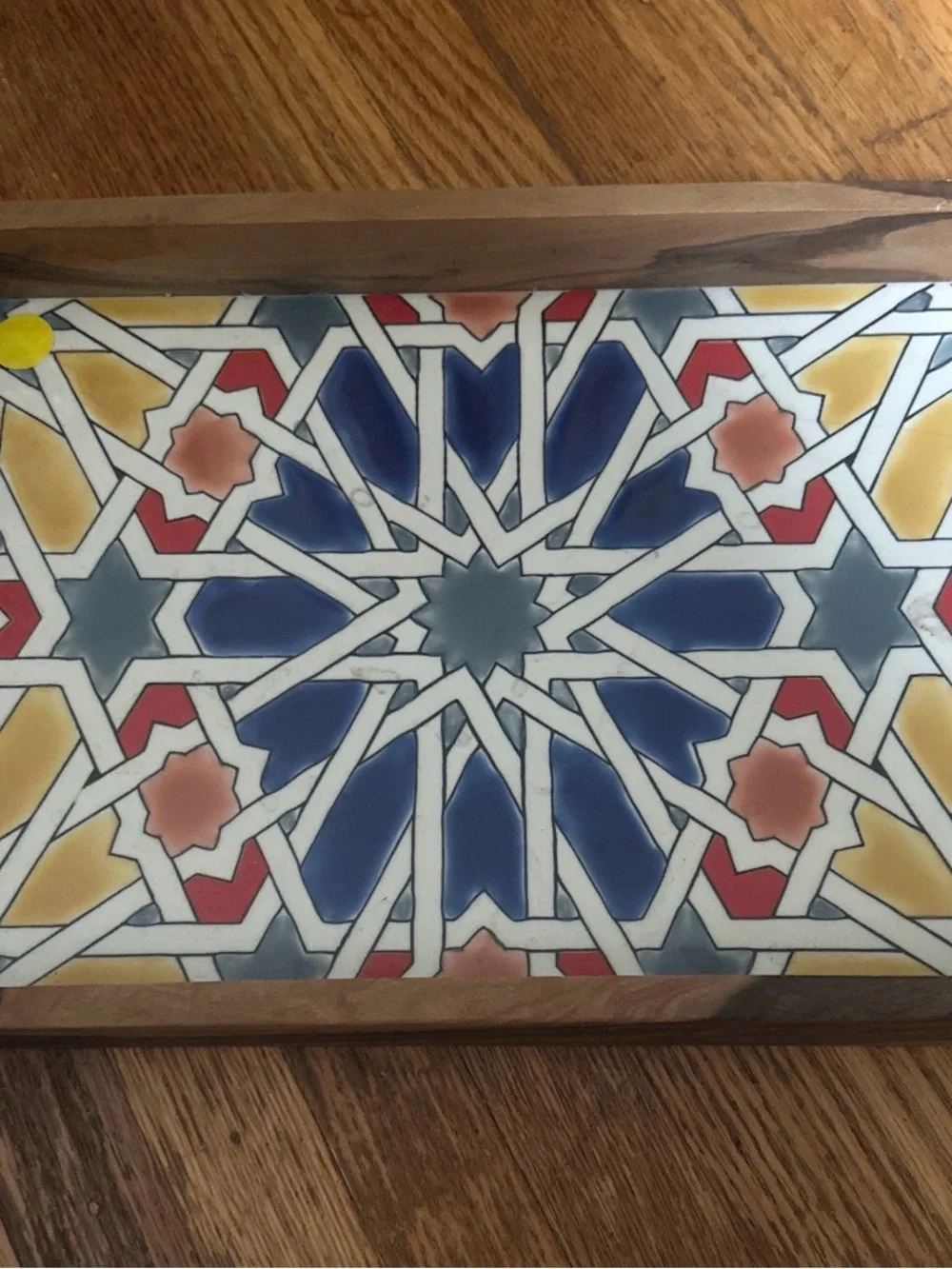 Handmade Geometric Decorative Tile Tray - Multicolor